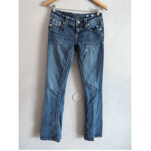 Miss me Signature Bootcut Embroidery Dainty Women Jeans Sz 25 Y2K Retro Mid-wash